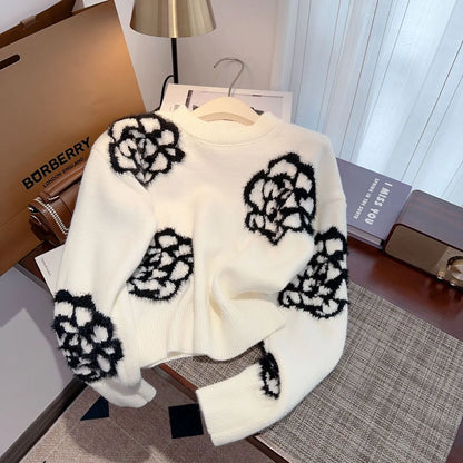 Small Fragrant Style Camellia Women's Autumn And Winter Sweater -PD052023122803