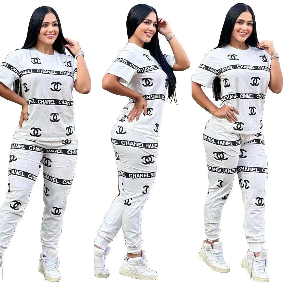 Fashionable Solid Color Trendy Casual Printed Two-piece 1024061901