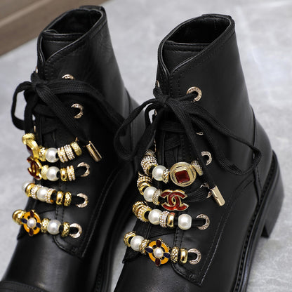 CNL24 new Martin boots decorated with double C pearl gem heavy metal buckle 0724090503