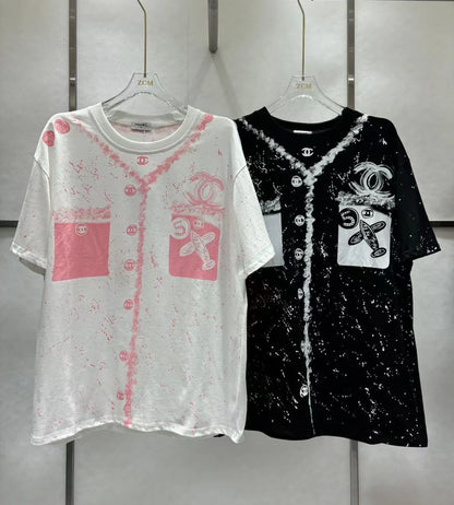 New Round Neck Color Long Letter Embroidery Short Sleeve 1024050912