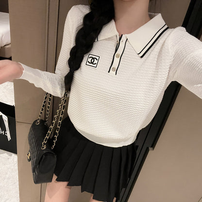 CNL Stand collar knitted long sleeve sweater 0724090303