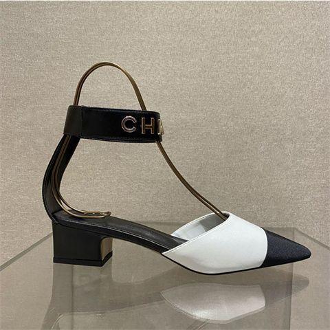 New Color Matching Pointed Shoes Velcro Shallow Thick Heel Women's Shoes 1024032522