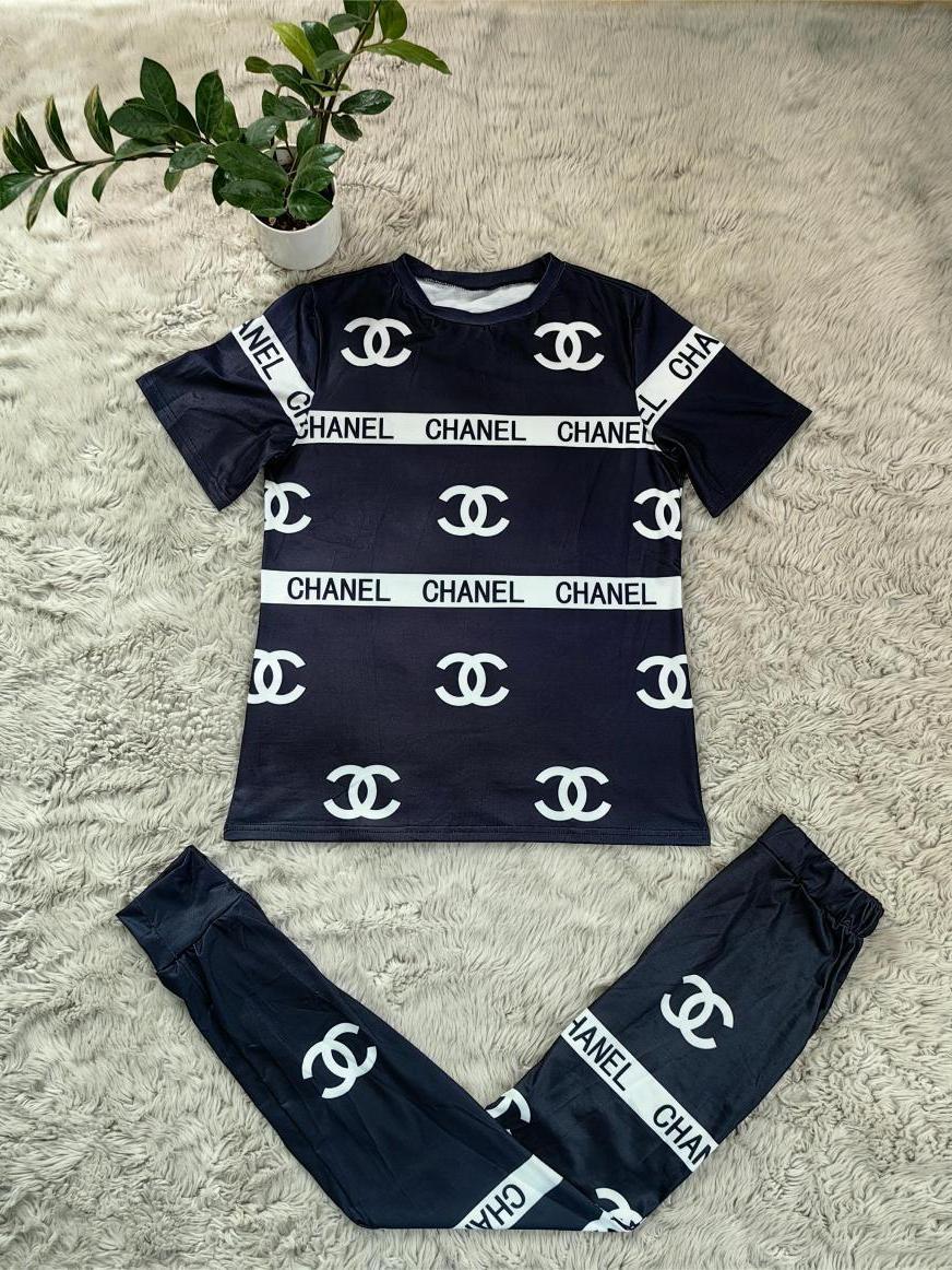 Fashionable Solid Color Trendy Casual Printed Two-piece 1024061901