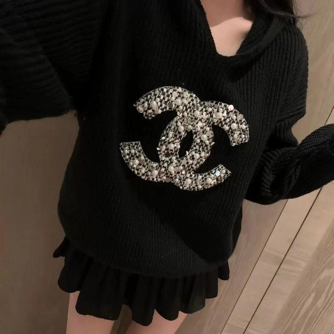 High end hooded knitted sweater 1024111505