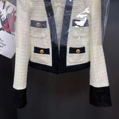 Color Block Tweed Short Coat 0823112209