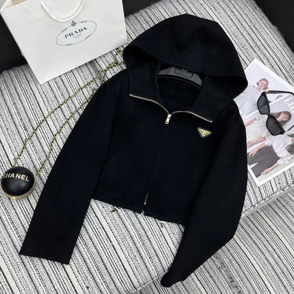 High end hooded knitted sweater 1024111506