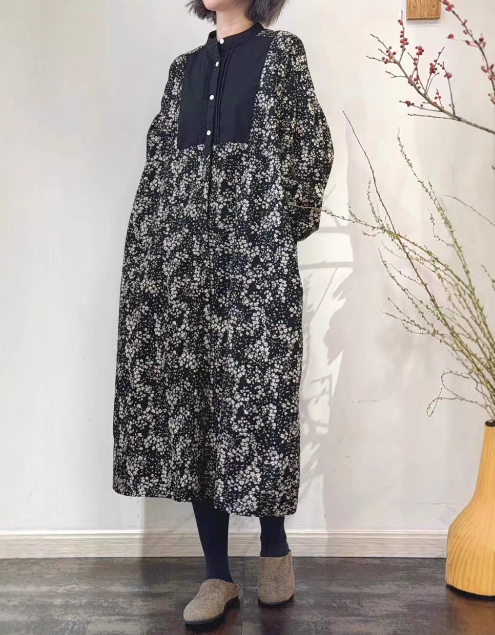 Comfortable Color Stitching Loose Linen Dress