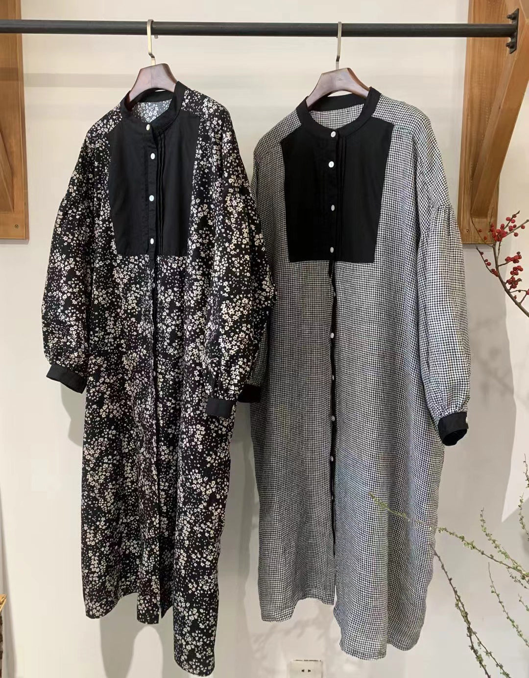 Comfortable Color Stitching Loose Linen Dress