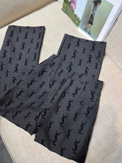 Flocked logo wide-leg trousers 1824021905