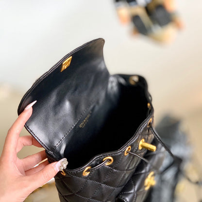 Vintage  Backpack-Gold-tone Metal-2 Sizes