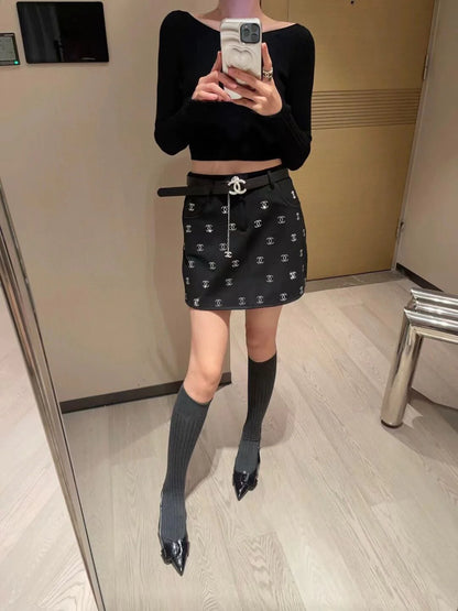 New Entry Light Luxury Spice Girl Full Hot Diamond Skirt 1024040130