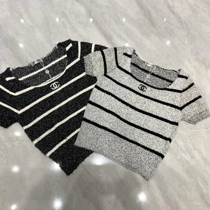 Spring And Summer New Contrast Striped Embroidered Camisole 1024022907