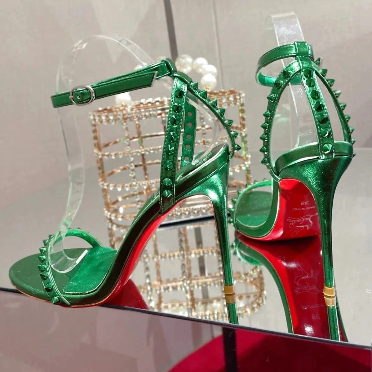 New Red Bottom Low Top Rhinestone Leather Casual Fashion Shoes 1024030622