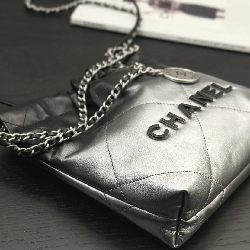 New black and silver gradient plaid bag 071