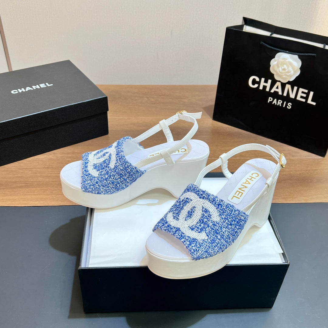 CNL thick-soled colorblock high-heeled sandals 0724042702