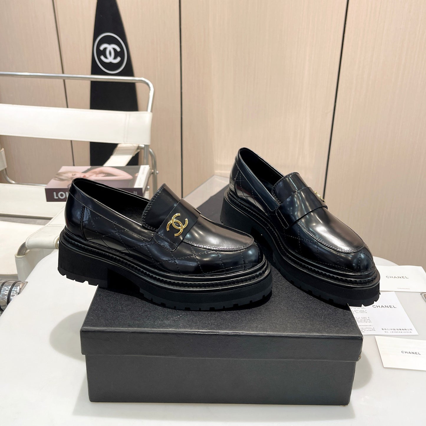 New Fashion C Logo High Quality leather Women's Loafers-WX05202372007