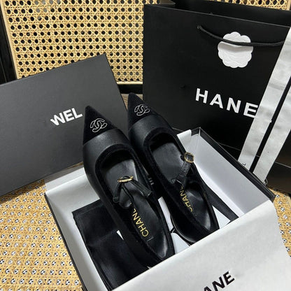 Black Leather C Logo 8CM Women's Fashion Shoes XC052023110205