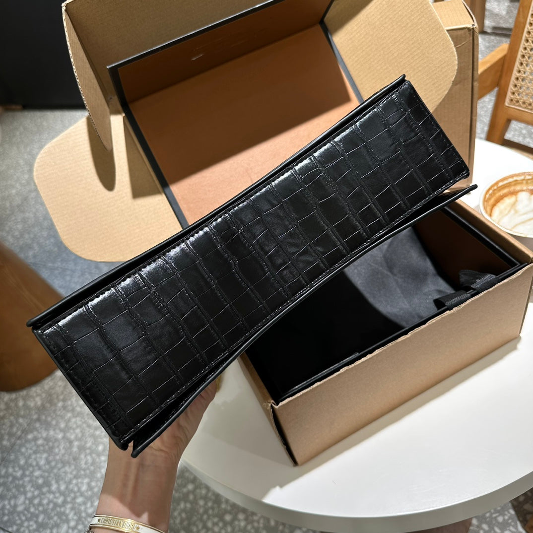 B hourglass crocodile-embossed shoulder bag XC1823081601