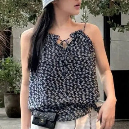 French Camisole Vest Sweet Floral Top 1025042401