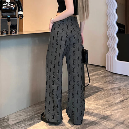 Flocked logo wide-leg trousers 1824021905