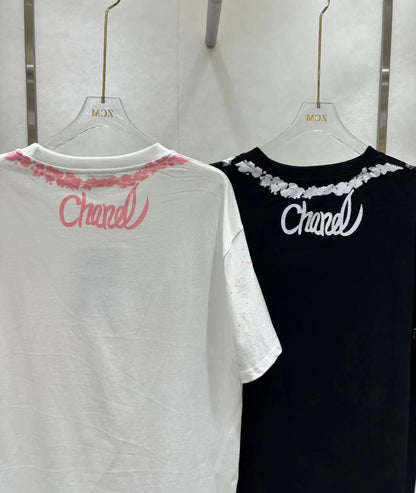 New Round Neck Color Long Letter Embroidery Short Sleeve 1024050912