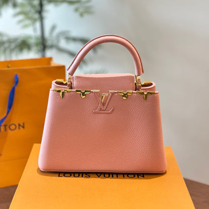 New Capucines Metallic Flower Trim Handbag 1824042604