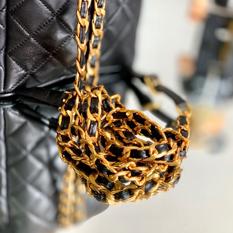 Vintage  Backpack-Gold-tone Metal-2 Sizes