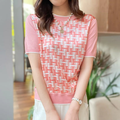 New High-end Women's Sweater Short Sleeve Top 1024040131