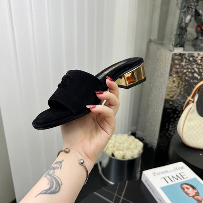 Chane1 top fashion low heel suede slippers 0724030809