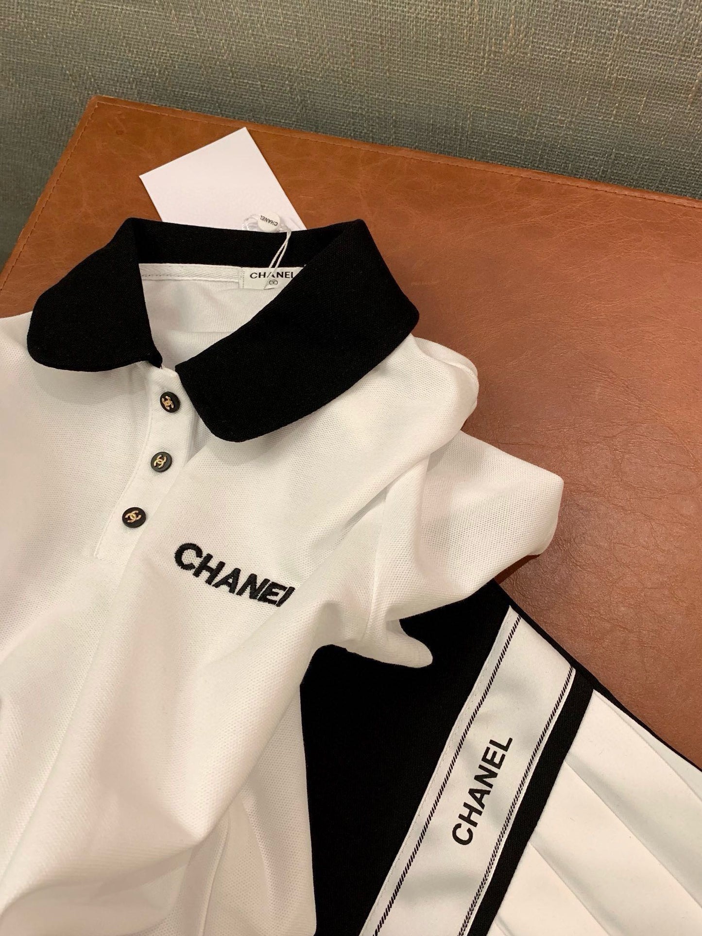 CNL suit letter embroidery contrasting color polo collar short-sleeved T-shirt 0724050903