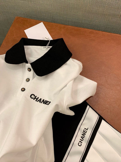 CNL suit letter embroidery contrasting color polo collar short-sleeved T-shirt 0724050903