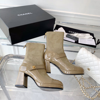 CNL Fashionable Leather and Suede Boots 0724102318