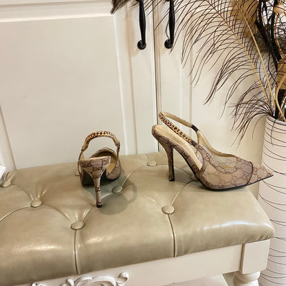 GG Fashion printed letter chain high heels 0725061702