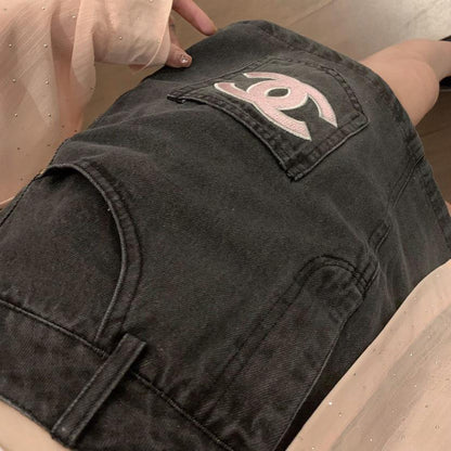 New Fashion Versatile High Quality Embroidered Denim Skirt 1024022903