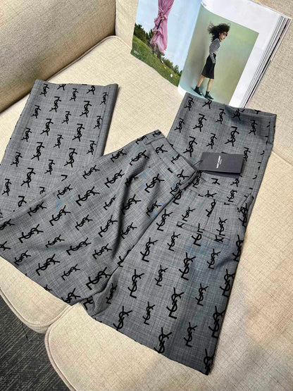 Flocked logo wide-leg trousers 1824021905