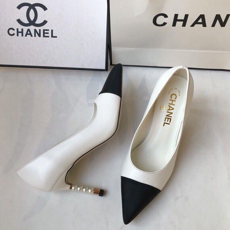 Double C Color Block Pearl High Heels 0823112305