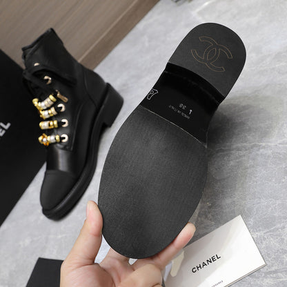 CNL24 new Martin boots decorated with double C pearl gem heavy metal buckle 0724090503