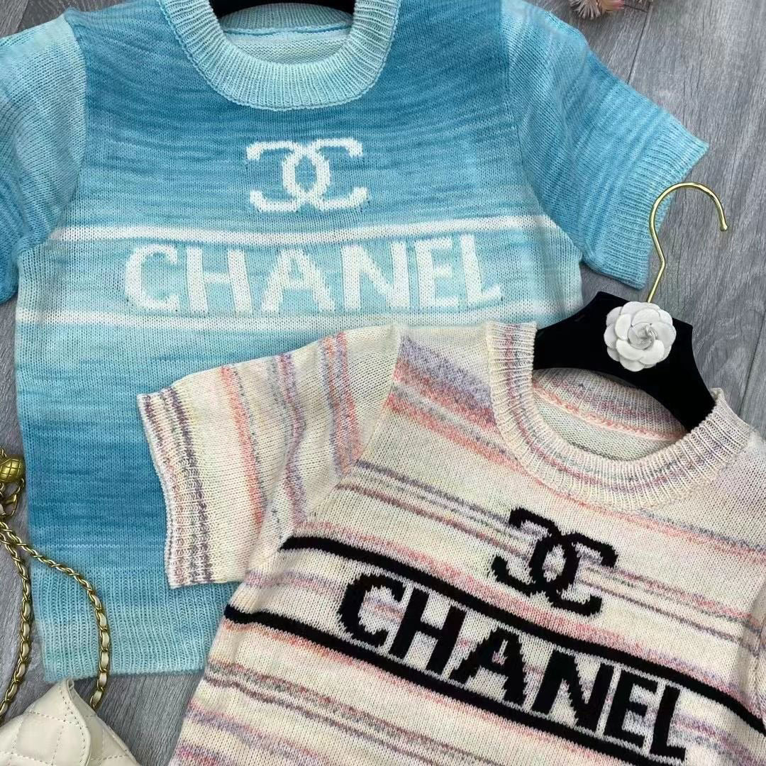 knitted short sleeve top 071