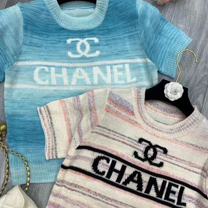 knitted short sleeve top 071