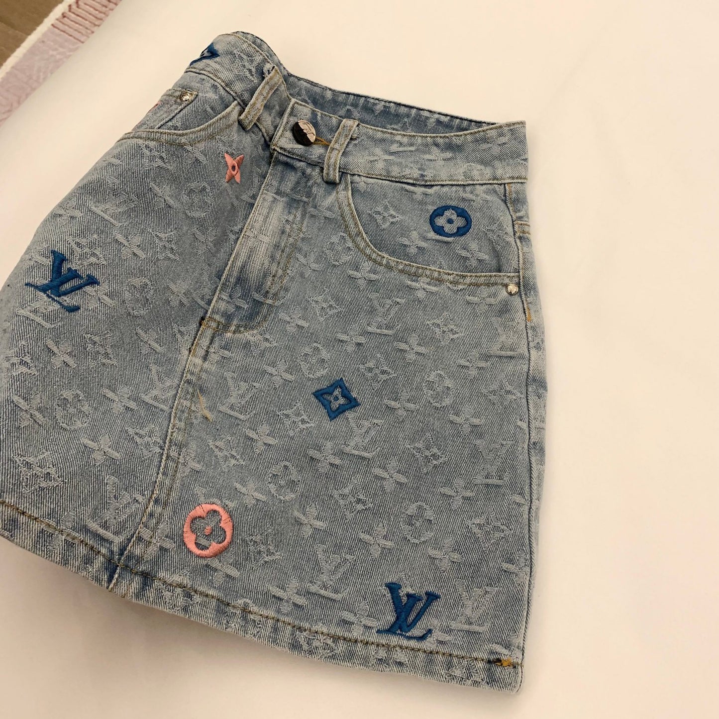 Embroidered jacquard denim skirt 1824042612