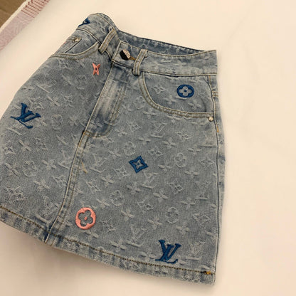 Embroidered jacquard denim skirt 1824042612