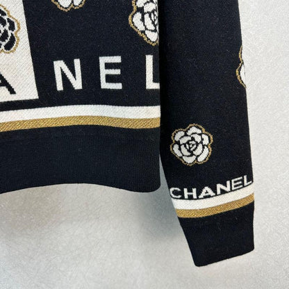 Camellia Small Fragrance Color-block Pullover Sweater Women's Design Sense Elegant op-PD05202312201