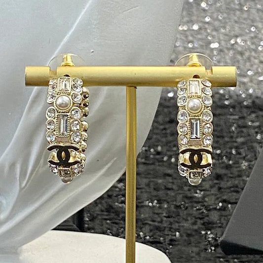 Gorgeous Diamond Double C Earrings 1025012228
