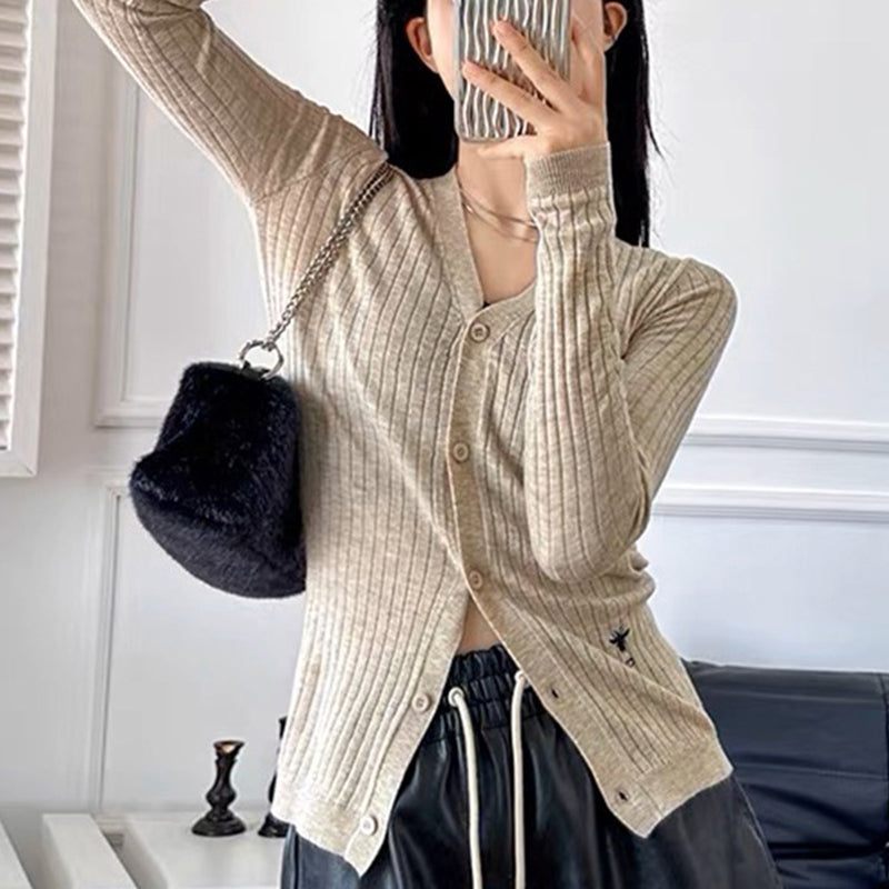 New Fashion V-Neck Long Sleeve Cardigan PF1023103019