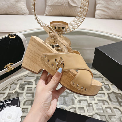 CNL24ss wood grain platform sandals 0724071707