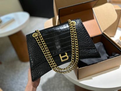 B hourglass crocodile-embossed shoulder bag XC1823081601