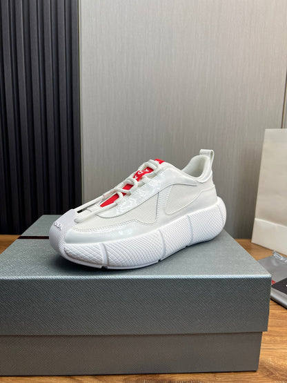 PR patent leather and mesh lace-up sneakers 0724111901