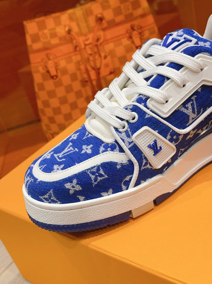 Lvv couple limited series casual denim print sneakers 0725012402