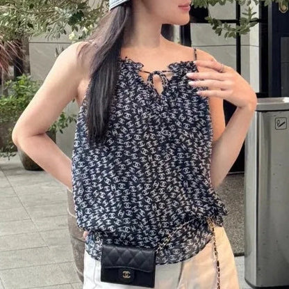 French Camisole Vest Sweet Floral Top 1025042401