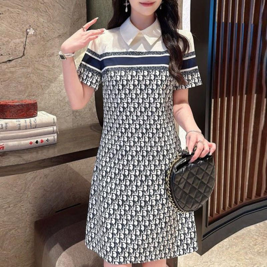 New Fashion Printed Lapel Shirt Dress 1024050701